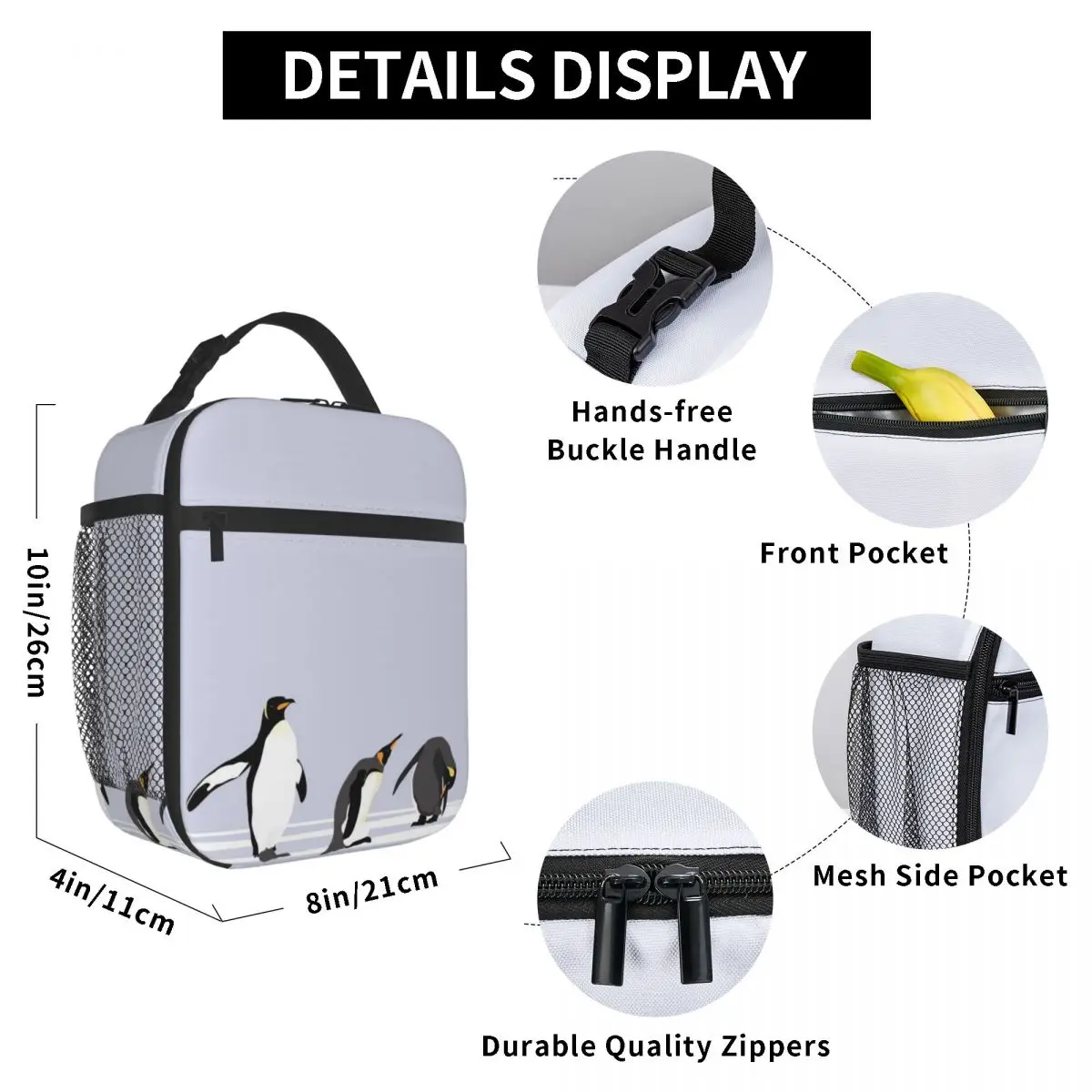 Emperor Penguins Lunch Bag for Women Men Large Insulated Lunch Box with Water Bottle Holder and Pockets
Emperor Penguins Lunch Bag for Women Men Large Insulated Lunch Box with Water Bottle Holder and Pockets