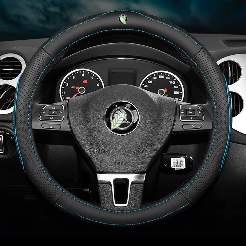 2021 Car Genuine Leather Steering Wheel Cover for Skoda Octavia Kodiaq Fabia Rapid Superb Yeti Scala Kamiq 2018 2019 2020
2021 Car Genuine Leather Steering Wheel Cover for Skoda Octavia Kodiaq Fabia Rapid Superb Yeti Scala Kamiq 2018 2019 2020