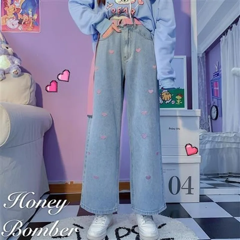 Women Harajuku Woman's Fashion Jeans Soft Girl Wide Leg Jeans Pants Kawaii Denim Pants for Girls Plus Size Trousers Female
Women Harajuku Woman's Fashion Jeans Soft Girl Wide Leg Jeans Pants Kawaii Denim Pants for Girls Plus Size Trousers Female