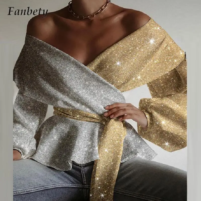 Fashion Ladies Elegant Tie-Up Belt Spring Shirts New Lantern Sleeve Bright Silk Blouses Tops Sexy Wrap V Neck Women Blusas Mujer
Fashion Ladies Elegant Tie-Up Belt Spring Shirts New Lantern Sleeve Bright Silk Blouses Tops Sexy Wrap V Neck Women Blusas Mujer