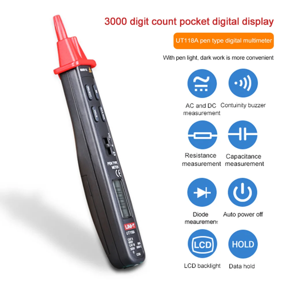 UNI-T UT118B Multimeter Digital Handheld Professional AC/DC Voltmeter Digital Multimeter With LCD Display Ammeter Capacitance
UNI-T UT118B Multimeter Digital Handheld Professional AC/DC Voltmeter Digital Multimeter With LCD Display Ammeter Capacitance