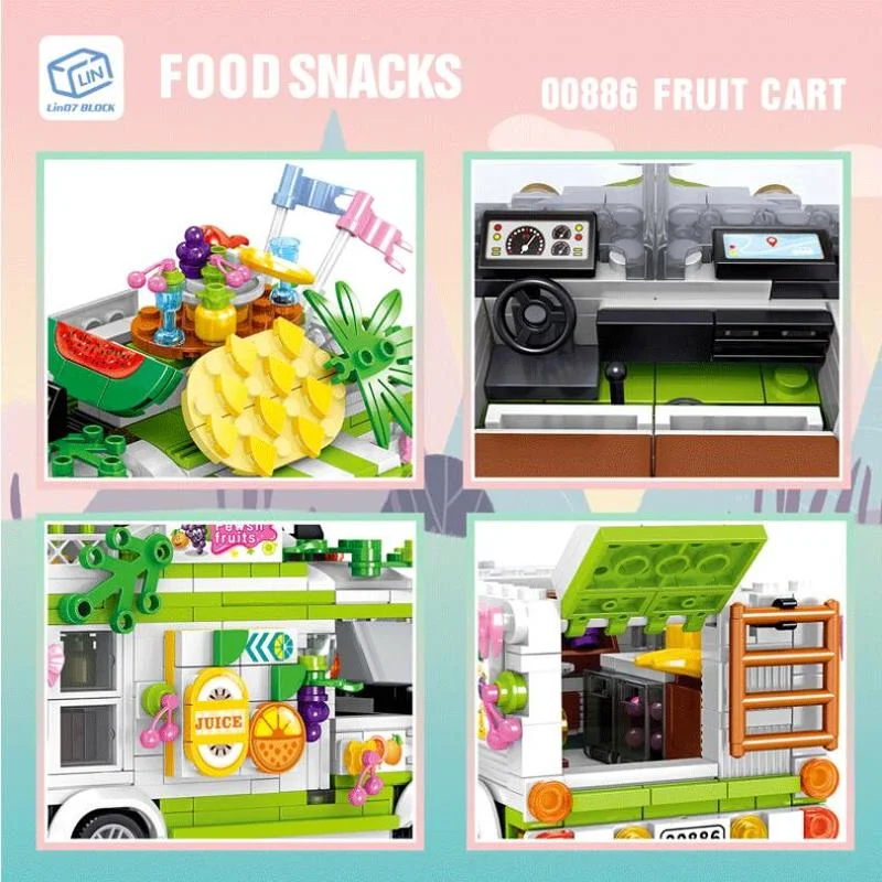 Food Trucks Fruit Dessert Ice Cream Cake Sushi Burger Movable Model Cars Building Blocks MOC Educational Toys For Children Gifts
Food Trucks Fruit Dessert Ice Cream Cake Sushi Burger Movable Model Cars Building Blocks MOC Educational Toys For Children Gifts
