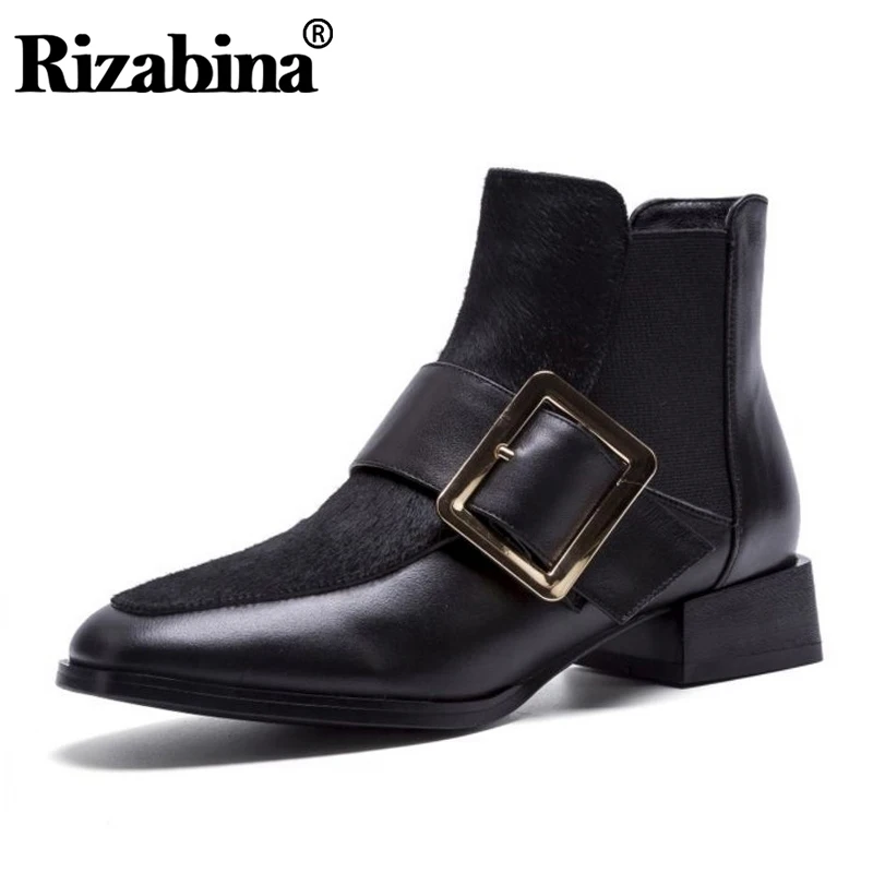 RIZABINA/женские ботильоны ботинки из натуральной кожи на плоской подошве модная