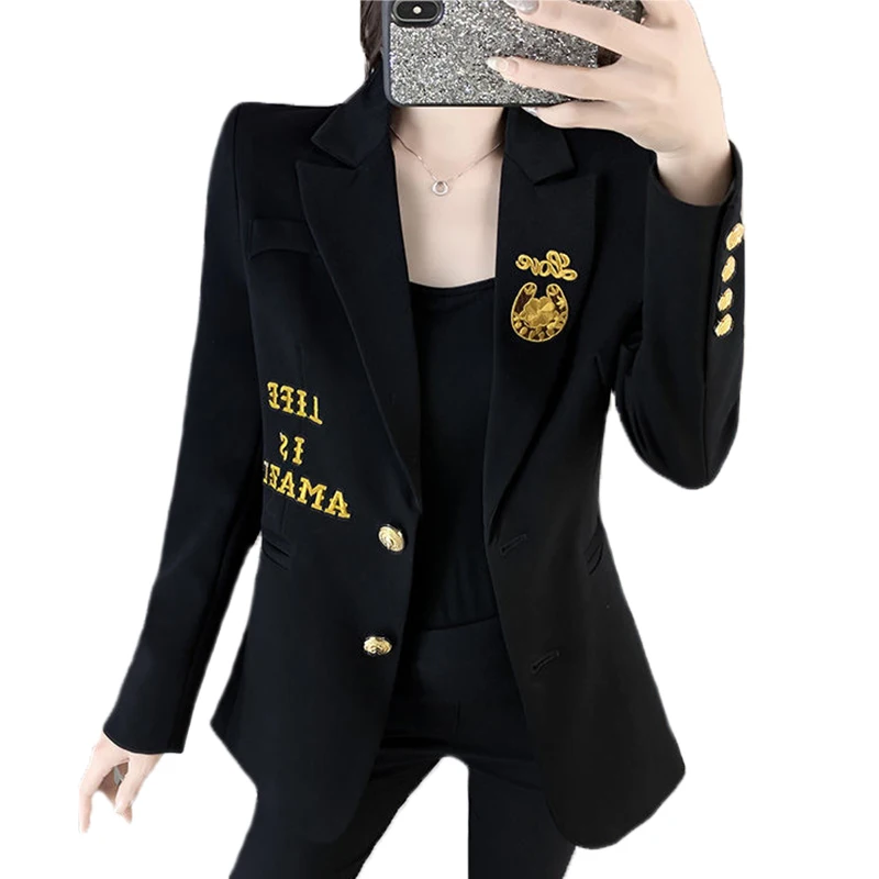 2021 New Women Blazer British Style Casual Fashion Black Spring And Autumn Slim Suit
2021 New Women Blazer British Style Casual Fashion Black Spring And Autumn Slim Suit