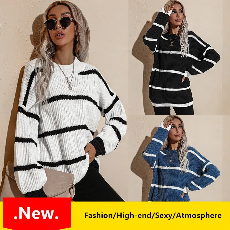 Women's Round Neck Sweater Warm And Windproof Fashion 2021 Autumn And Winter Trend New Loose Striped Pullover Knitted Sweaters
Women's Round Neck Sweater Warm And Windproof Fashion 2021 Autumn And Winter Trend New Loose Striped Pullover Knitted Sweaters