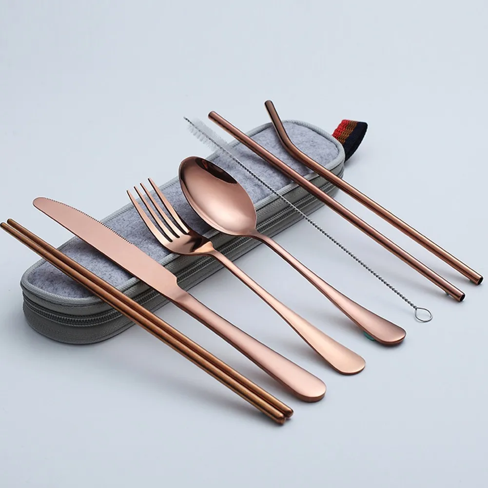 8PCS Dinnerware Set Stainless Steel Cutlery Set Kitchen Tableware Sets Portable Knives Fork Spoon Metal Straw Dinner Set
8PCS Dinnerware Set Stainless Steel Cutlery Set Kitchen Tableware Sets Portable Knives Fork Spoon Metal Straw Dinner Set