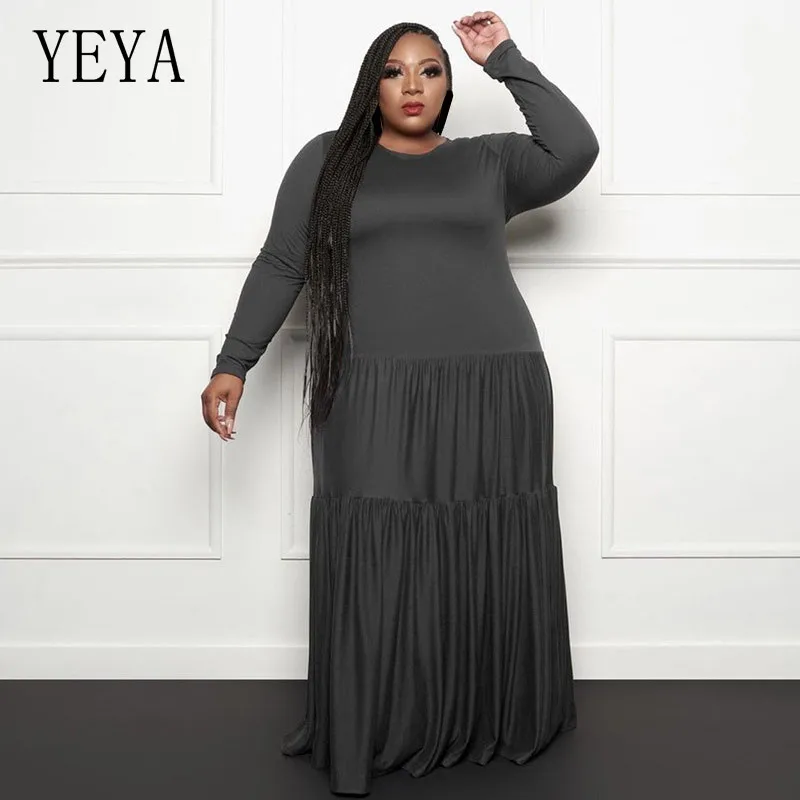 KEXU Plus Size XL-5XL Loose Floor Length Dresses Patchwork Long Sleeve O Neck Pleated Elegant Women Office Work Casual Party
KEXU Plus Size XL-5XL Loose Floor Length Dresses Patchwork Long Sleeve O Neck Pleated Elegant Women Office Work Casual Party