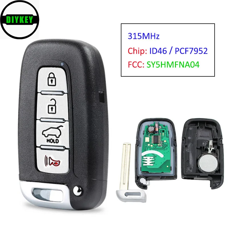 DIYKEY умный дистанционный ключ брелок от машины 315 МГц ID46 / PCF7952 чип 4 кнопки для Hyundai