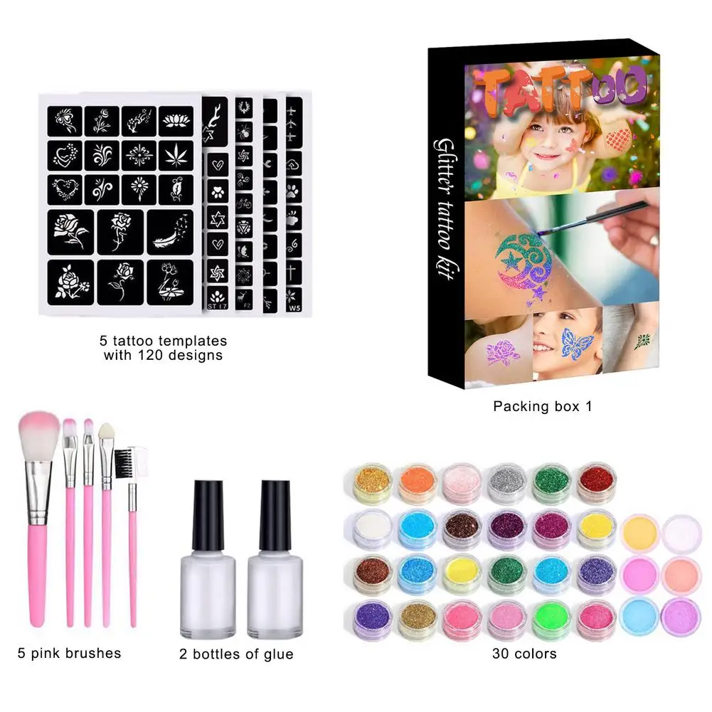 30 Color Glitter Tattoo Powder Shimmer Glitter Temporary Tattoo Kit For Body Art Cosplay Halloween Christmas Body Painting Kit
30 Color Glitter Tattoo Powder Shimmer Glitter Temporary Tattoo Kit For Body Art Cosplay Halloween Christmas Body Painting Kit
