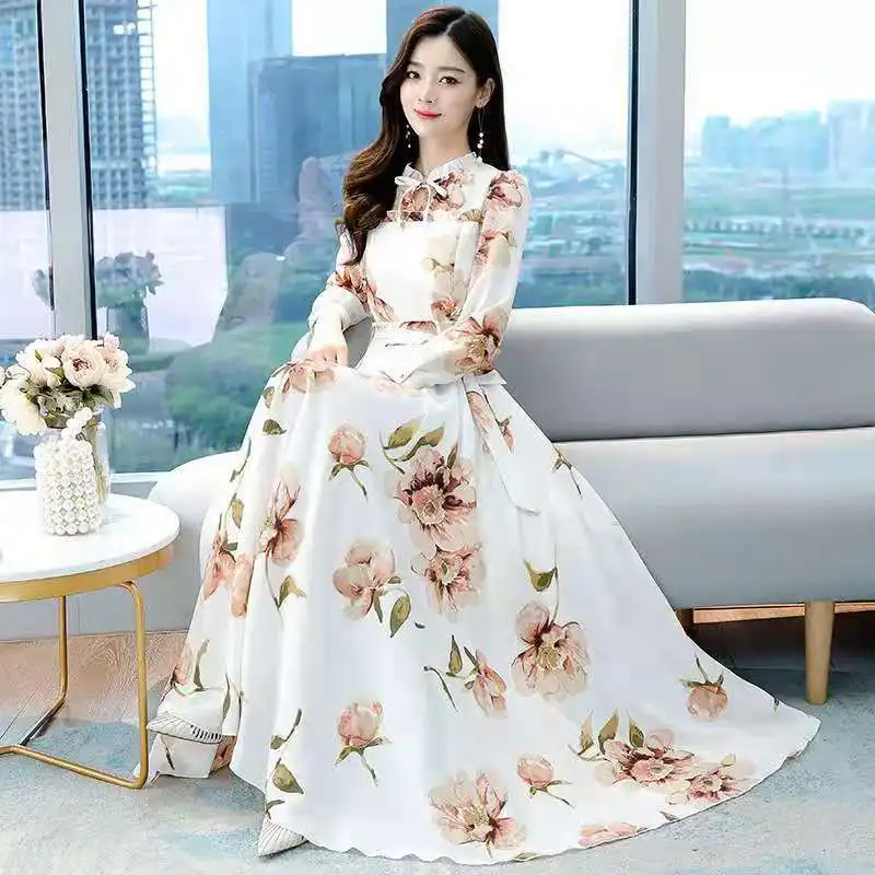 2021 Spring and Summer Women's Long Sleeve Dress Retro Printed Dress Elegant Bow Party Holiday Party Long Swing Dress Lady
2021 Spring and Summer Women's Long Sleeve Dress Retro Printed Dress Elegant Bow Party Holiday Party Long Swing Dress Lady