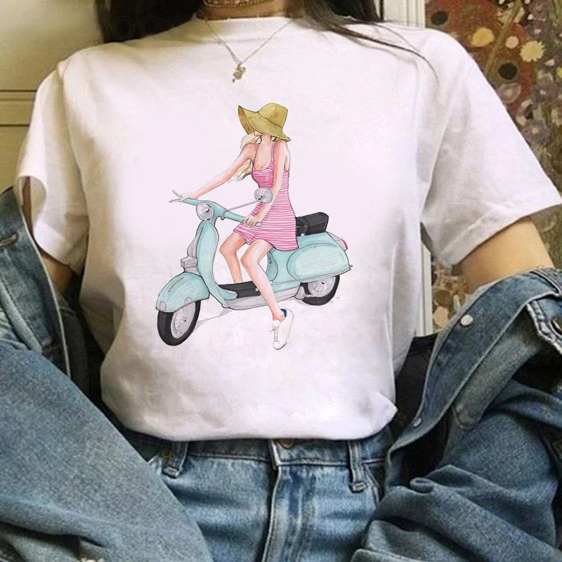 2021 Women T Shirt Motorcycle Graphic Print Cute Girls Short Sleeve Summer Female Tees Korean Oversize Harajuku White T Shirt
2021 Women T Shirt Motorcycle Graphic Print Cute Girls Short Sleeve Summer Female Tees Korean Oversize Harajuku White T Shirt