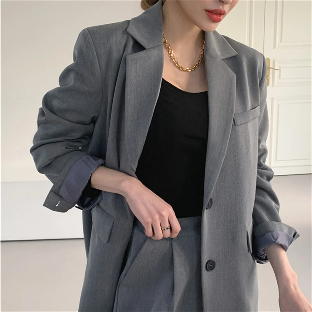 Grey 2 Piece Sets Straight Loose Pants Office Uniform Chic Autumn Business Suits Femme Elegant Formal Hot OL Slim Blazers
Grey 2 Piece Sets Straight Loose Pants Office Uniform Chic Autumn Business Suits Femme Elegant Formal Hot OL Slim Blazers