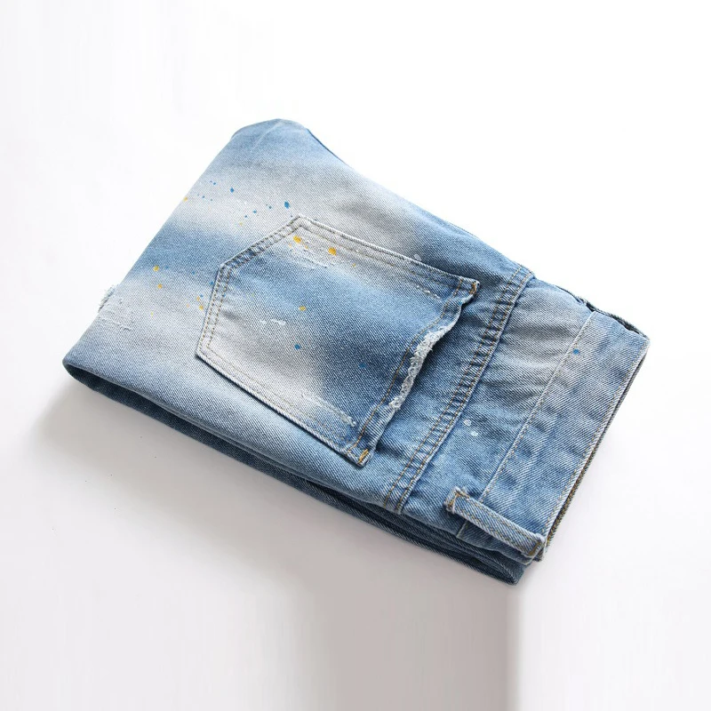 2021 European Foreign Trade Splash Jeans Light Blue Hole Jeans Amazon Trend Men's Pants
2021 European Foreign Trade Splash Jeans Light Blue Hole Jeans Amazon Trend Men's Pants