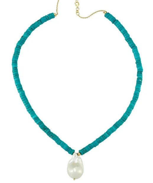 HABITOO Ethnic Style 16-20mm Natural White Baroque Freshwater Pearl Pendant Blue Turquoise Sliced Bead Necklace for Jewelry Gift
HABITOO Ethnic Style 16-20mm Natural White Baroque Freshwater Pearl Pendant Blue Turquoise Sliced Bead Necklace for Jewelry Gift