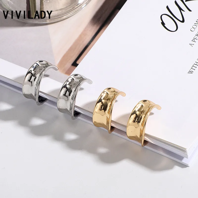VIVILADY Normcore шикарные маленькие круглые женские серьги-кольца золотого и