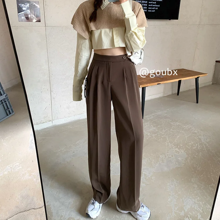 2021 Casual Pants Women's Early Spring New High Waist Straight Loose Wide Leg Pants Slimming Mopping Suit Pants
2021 Casual Pants Women's Early Spring New High Waist Straight Loose Wide Leg Pants Slimming Mopping Suit Pants