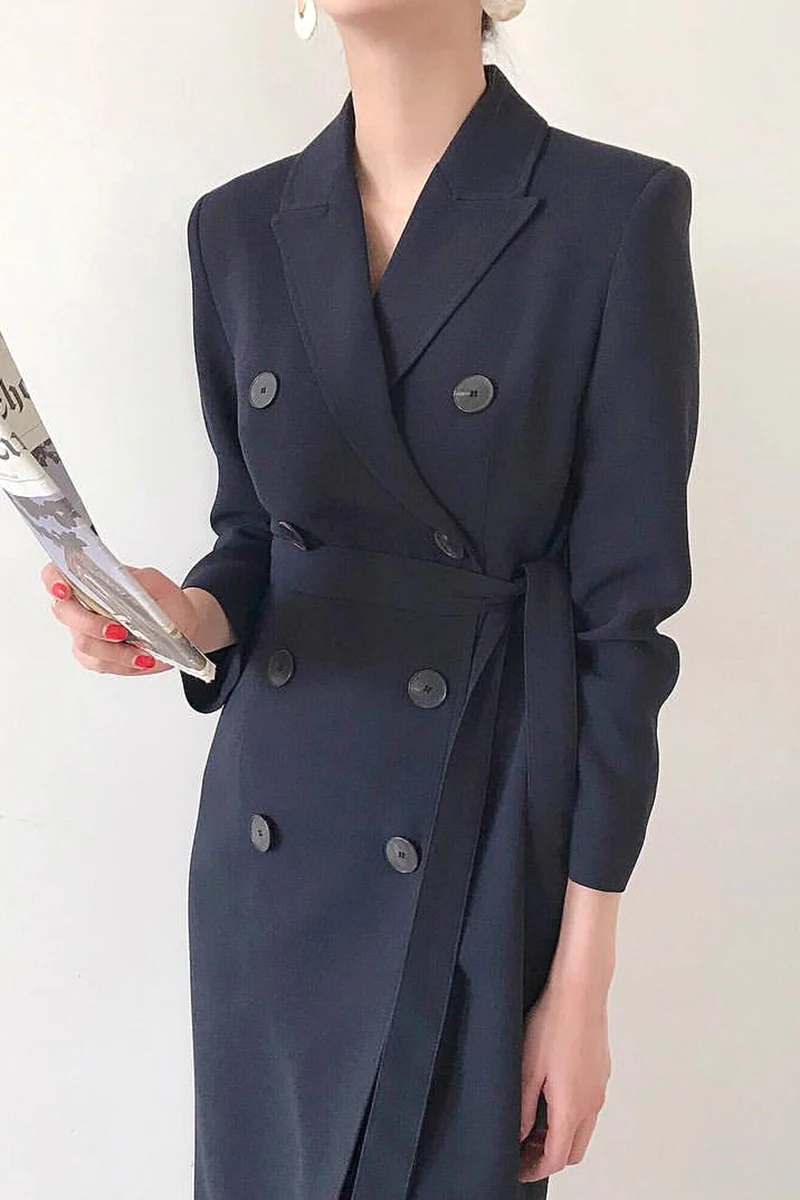 Women's Long-Sleeved Suit Trench Coat Double Breasted Women Windbreaker With Belt Chic Simple All-match Coats F60 
Women's Long-Sleeved Suit Trench Coat Double Breasted Women Windbreaker With Belt Chic Simple All-match Coats F60
