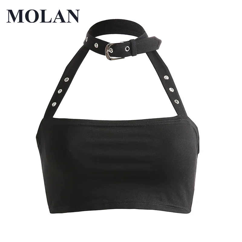 MOLAN Sexy Camis Vest Metal Buckle Hanging Neck Choker Sexy Ultra-Short Small Vest 2021 Spring New Female Chic Fashion Top
MOLAN Sexy Camis Vest Metal Buckle Hanging Neck Choker Sexy Ultra-Short Small Vest 2021 Spring New Female Chic Fashion Top