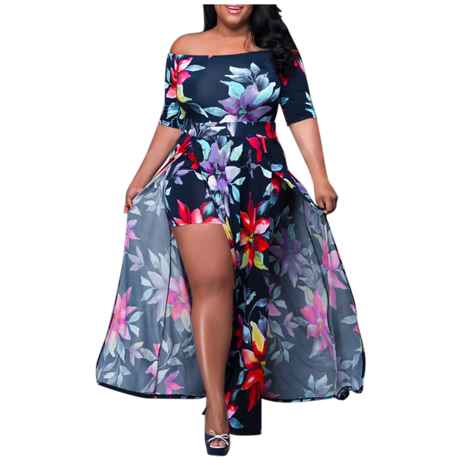 Dress Plus Size Women Sexy One Shoulder Neck Floral Print Split Party Long Dress Woman Elegant Evening Dress Robe Ete Femme
Dress Plus Size Women Sexy One Shoulder Neck Floral Print Split Party Long Dress Woman Elegant Evening Dress Robe Ete Femme