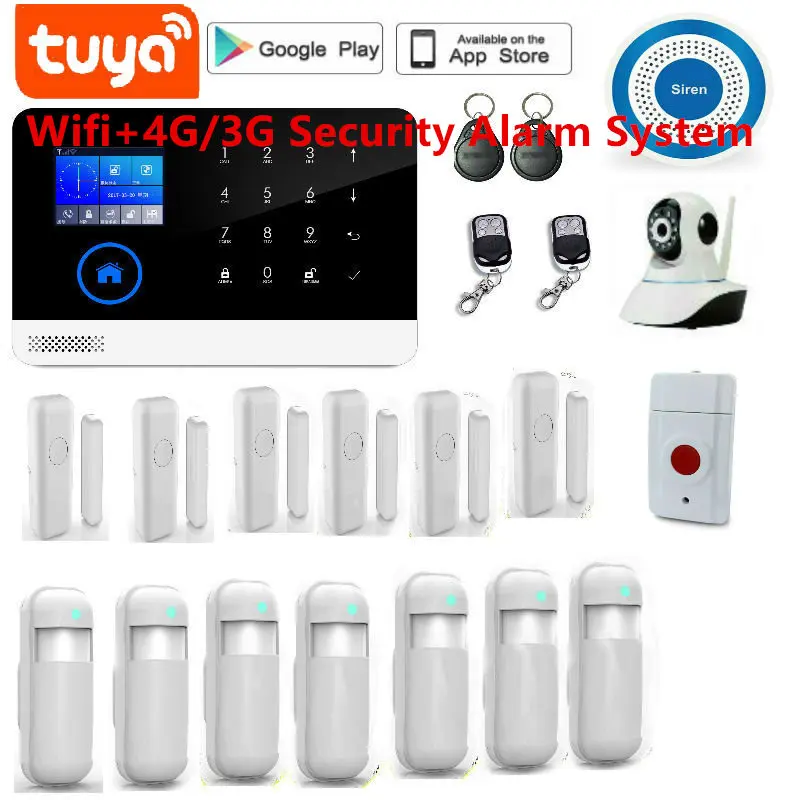 

Tuya 433MHz 3G&4G WiFi Wireless Home Security&Burglar Alarm System With PIR Motion Sensor/Door Sensor/Siren Support Android&iOS