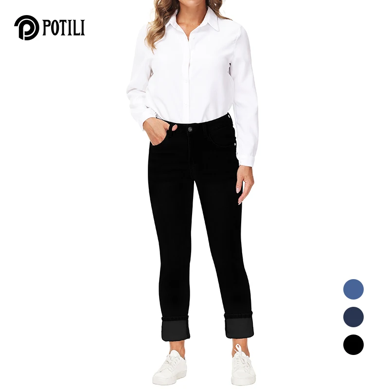 POTILI Thick Plus Velvet Women Winter Mid Waist Skinny Jeans Simple Fleece Warm Slim Fit Stretch Lady Casual Denim Pencil Pants
POTILI Thick Plus Velvet Women Winter Mid Waist Skinny Jeans Simple Fleece Warm Slim Fit Stretch Lady Casual Denim Pencil Pants