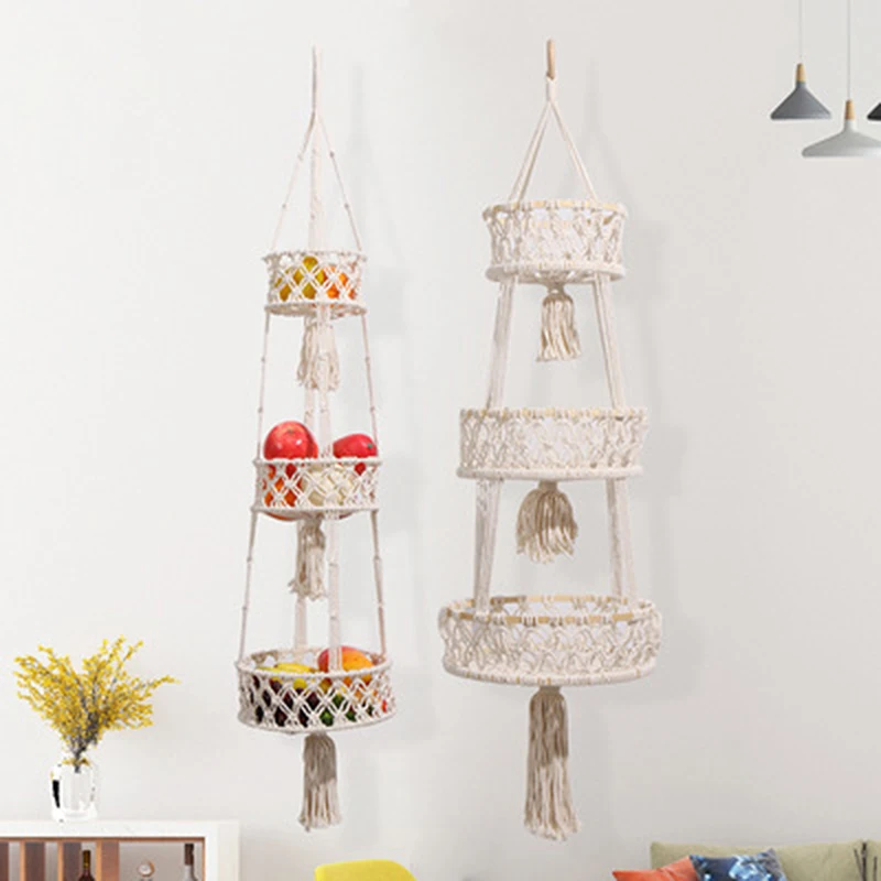 3-Layer Modern Hand-Made Cotton Rope Woven Storage Baskets Home Decoration Hanging Fruit And Tassel Woven Hanging Basket
3-Layer Modern Hand-Made Cotton Rope Woven Storage Baskets Home Decoration Hanging Fruit And Tassel Woven Hanging Basket