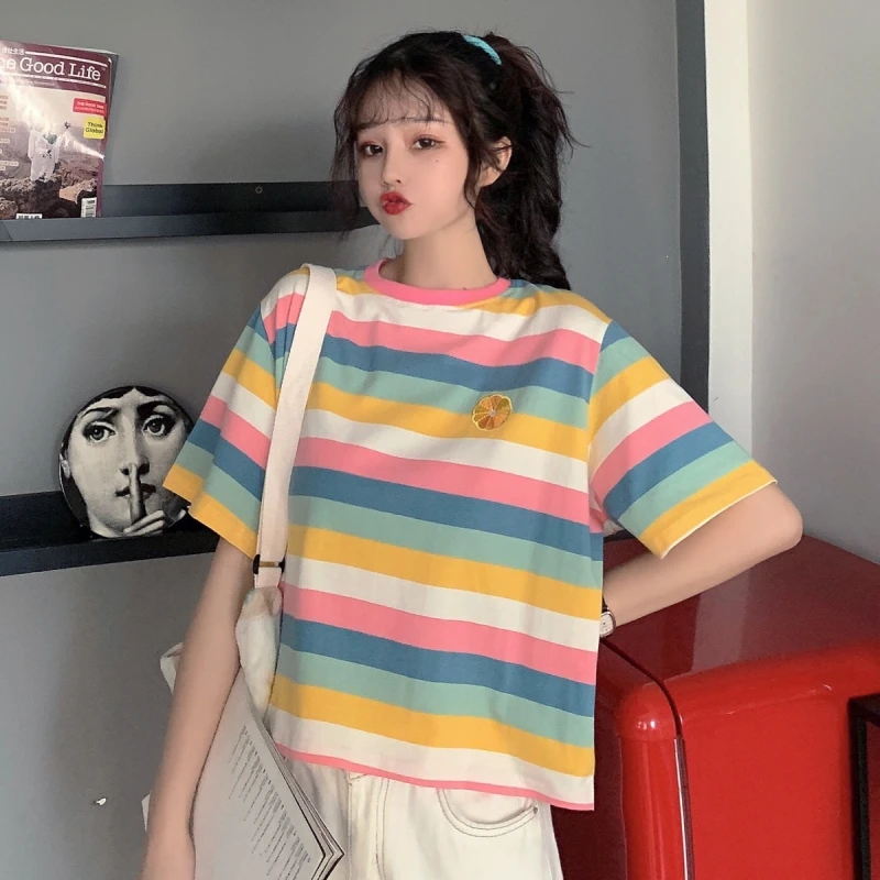 Houthion Loose Plus Size Women's T-shirt New Casual Fashion Short Sleeve Tops Stripe Cotton Summer T Shirt O-Neck
Houthion Loose Plus Size Women's T-shirt New Casual Fashion Short Sleeve Tops Stripe Cotton Summer T Shirt O-Neck