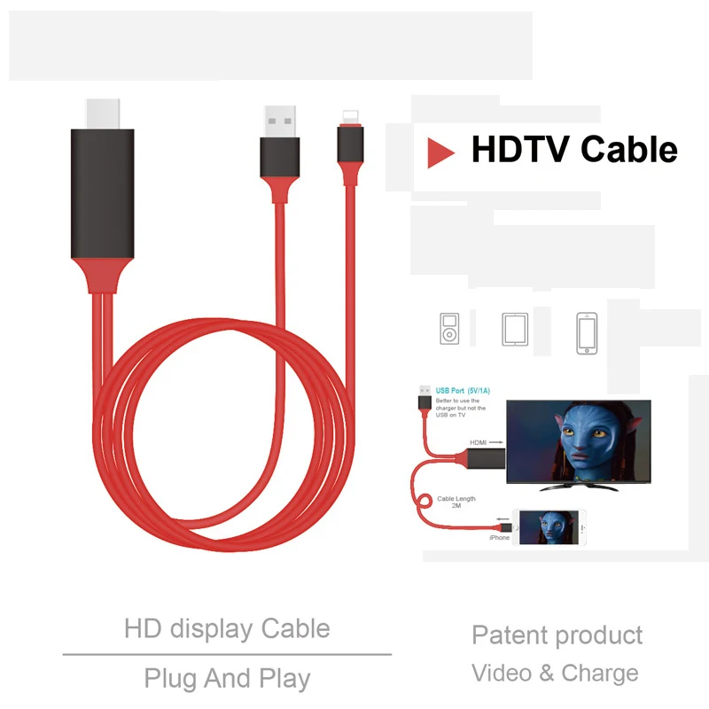 Кабель HDMI 1 8 м для Lightning Micro USB в адаптер конвертер кабель AV HD TV IOS iPhone iPad MHL Android Phone |