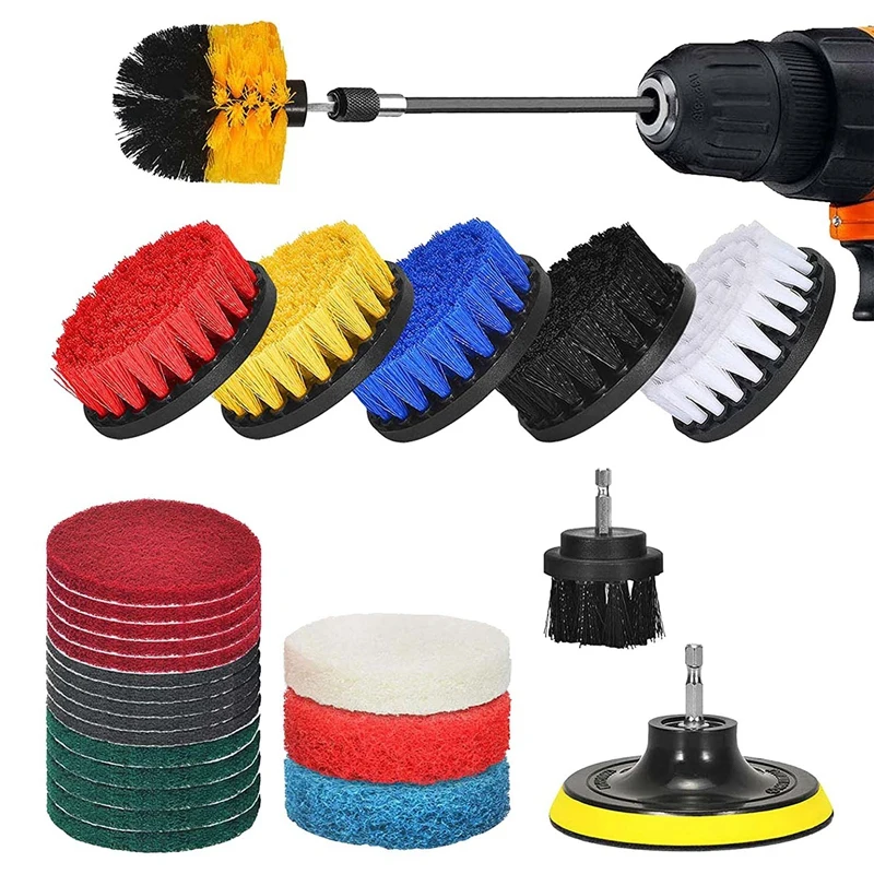 Drill Brush Set,Scrub Pads Sponge Power Scrubber Brush Kit with Extend Long Attachment,for Bathroom,Kitchen,Car,Grout
Drill Brush Set,Scrub Pads Sponge Power Scrubber Brush Kit with Extend Long Attachment,for Bathroom,Kitchen,Car,Grout
