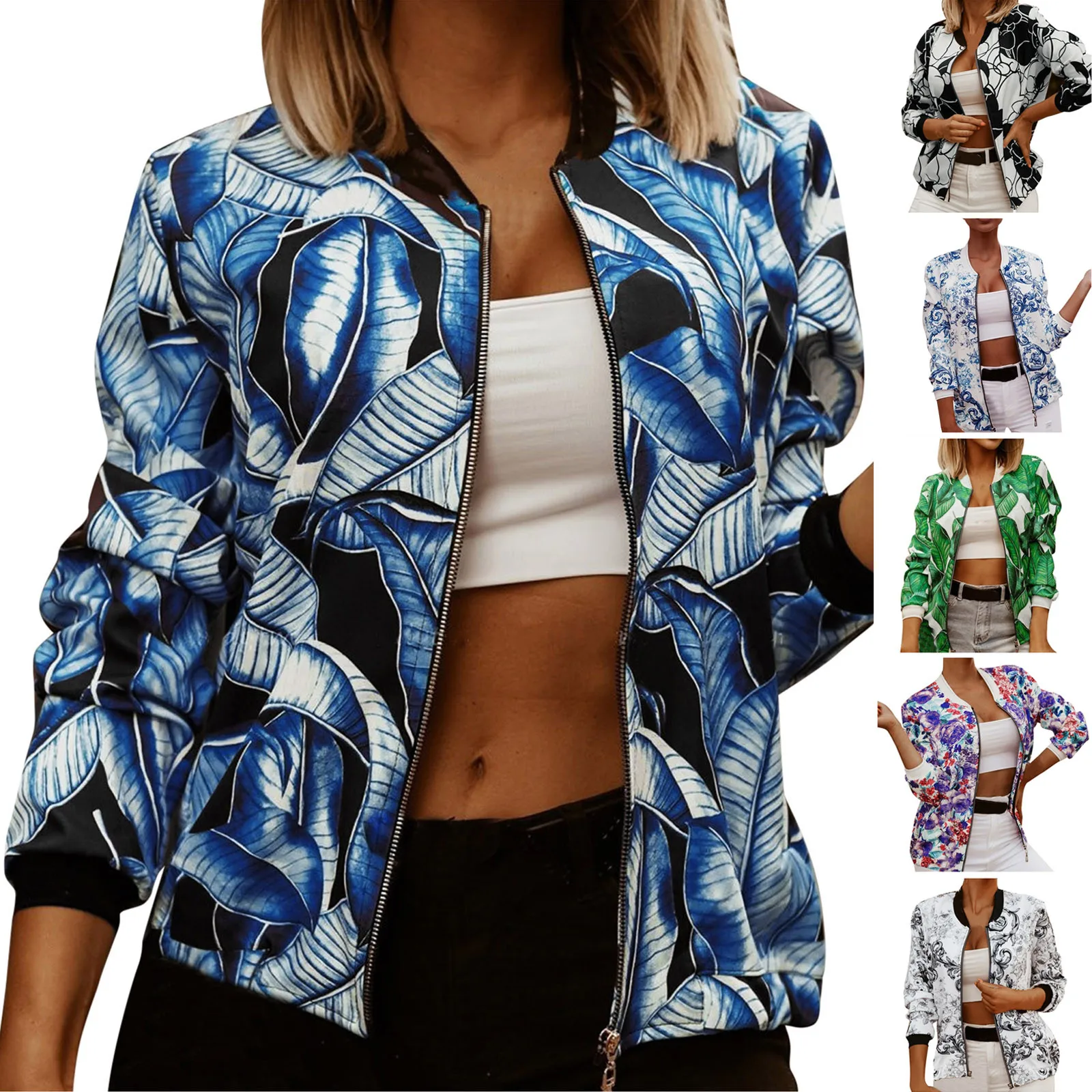 Autumn Womens Jackets Lightweight Zip Up Casual Jacket Print Coat Stand Collar Short Outwear Tops Пиджаки женские 2021 New
Autumn Womens Jackets Lightweight Zip Up Casual Jacket Print Coat Stand Collar Short Outwear Tops Пиджаки женские 2021 New