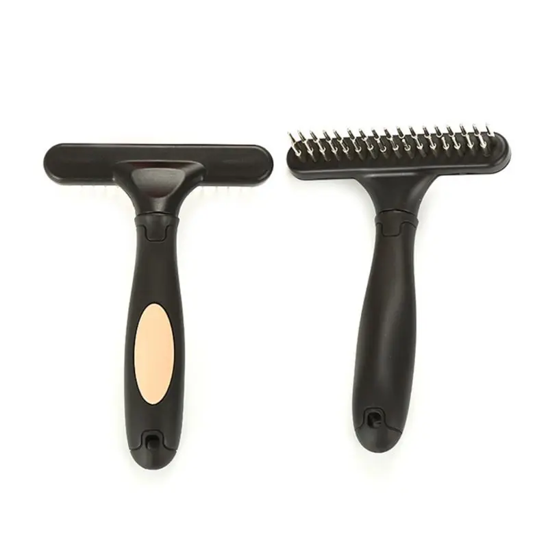 Ergonomic Double Row Pins Dematting Comb Undercoat Rake Brush Pet Grooming Tool
Ergonomic Double Row Pins Dematting Comb Undercoat Rake Brush Pet Grooming Tool
