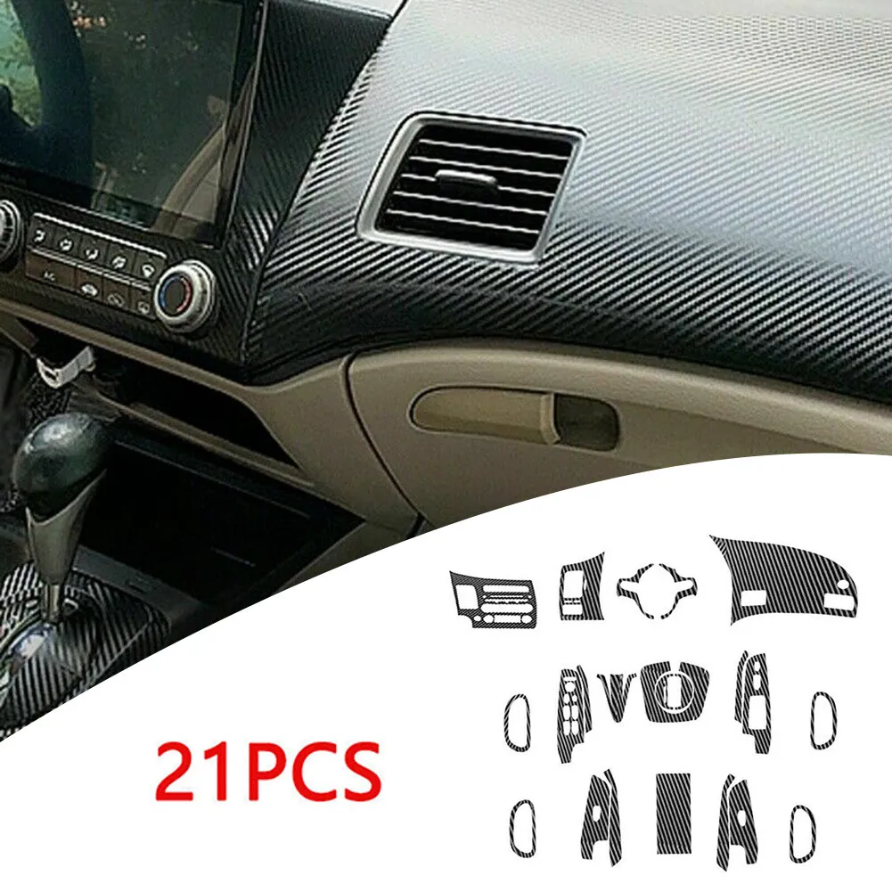 Wrap Trim Car Interior Decals 1 Set 3D Carbon Fiber Accessories Interior Kit