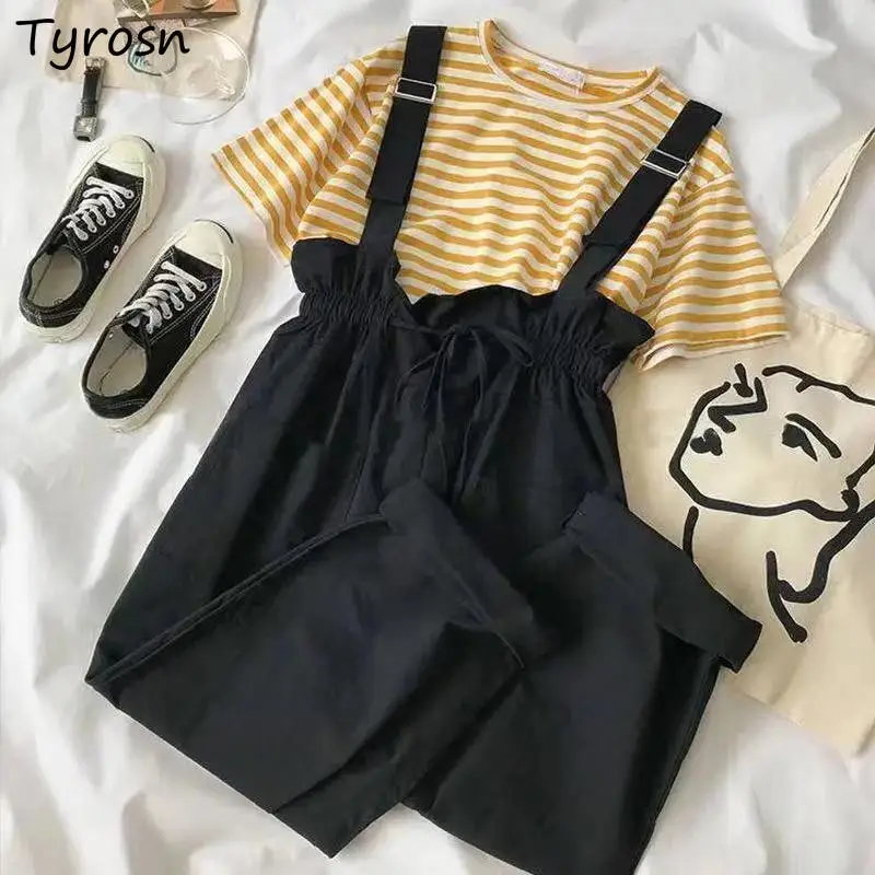 Women Sets Stripes Short Sleeve T-shirts Overalls Fashionable Ruffles Lovely Students Elegant Simple Streetwear Ulzzang 2Pcs New
Women Sets Stripes Short Sleeve T-shirts Overalls Fashionable Ruffles Lovely Students Elegant Simple Streetwear Ulzzang 2Pcs New