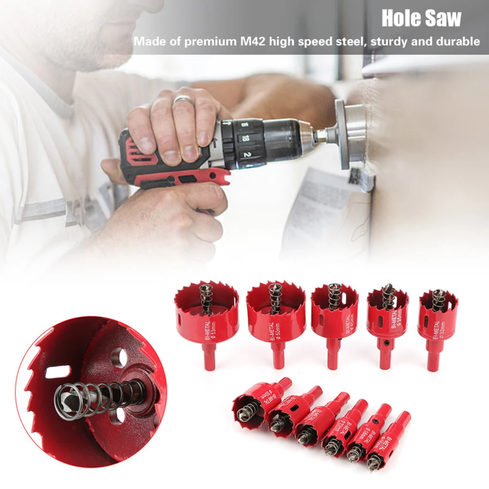11pcs 16-53mm Hole Saw Bit Drill Holes 1 Set Hand Tools Durable Fast Chip Removal M42 Bimetal Alloy
11pcs 16-53mm Hole Saw Bit Drill Holes 1 Set Hand Tools Durable Fast Chip Removal M42 Bimetal Alloy