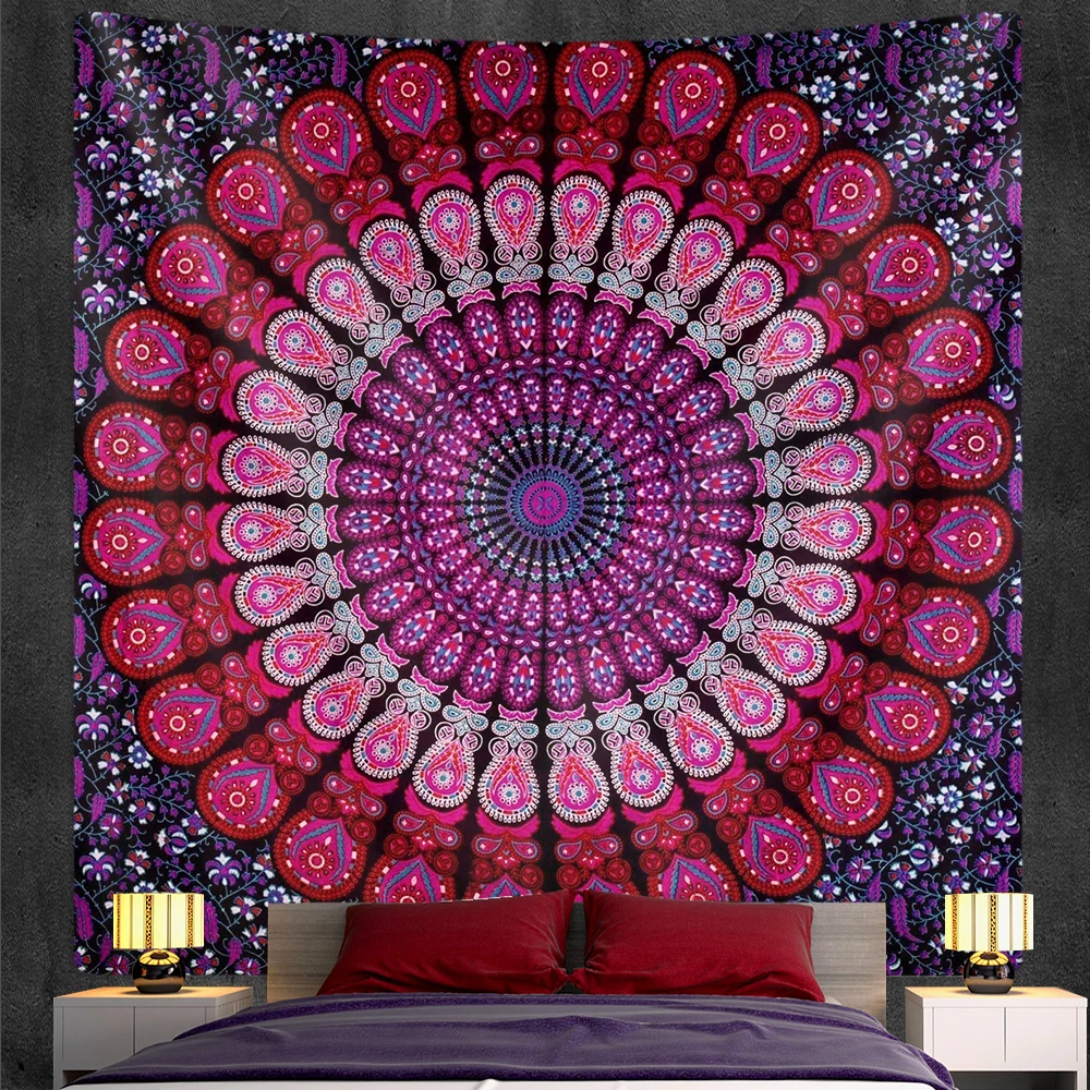 

Vintage gradient tapestry home decor Indian psychedelic scene mandala tapestry hippie bohemian decor sheet yoga mat