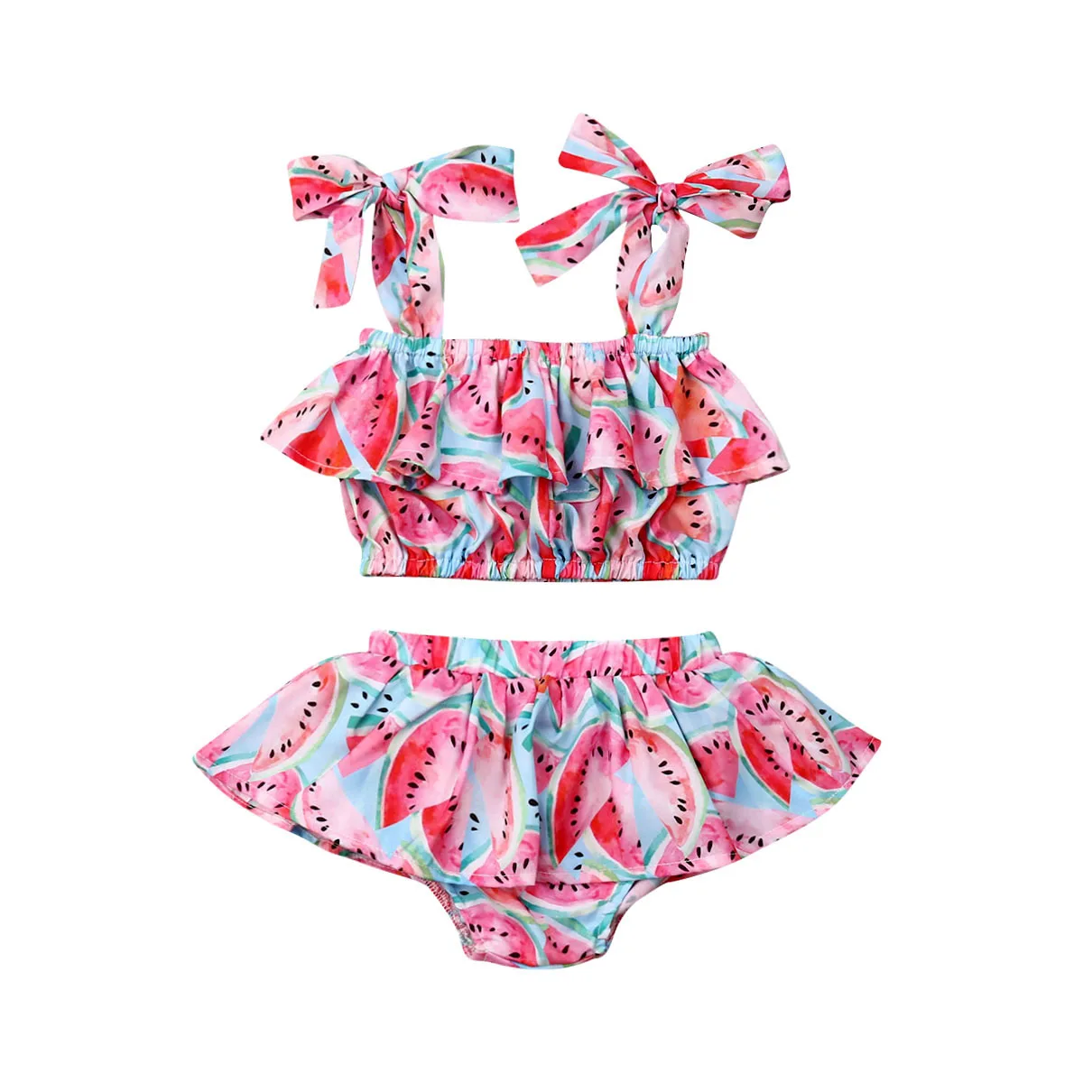 Фото Комплект одежды Wallarenear для девочек 0-24 месяцев топ с оборками и шорты комплект из 2