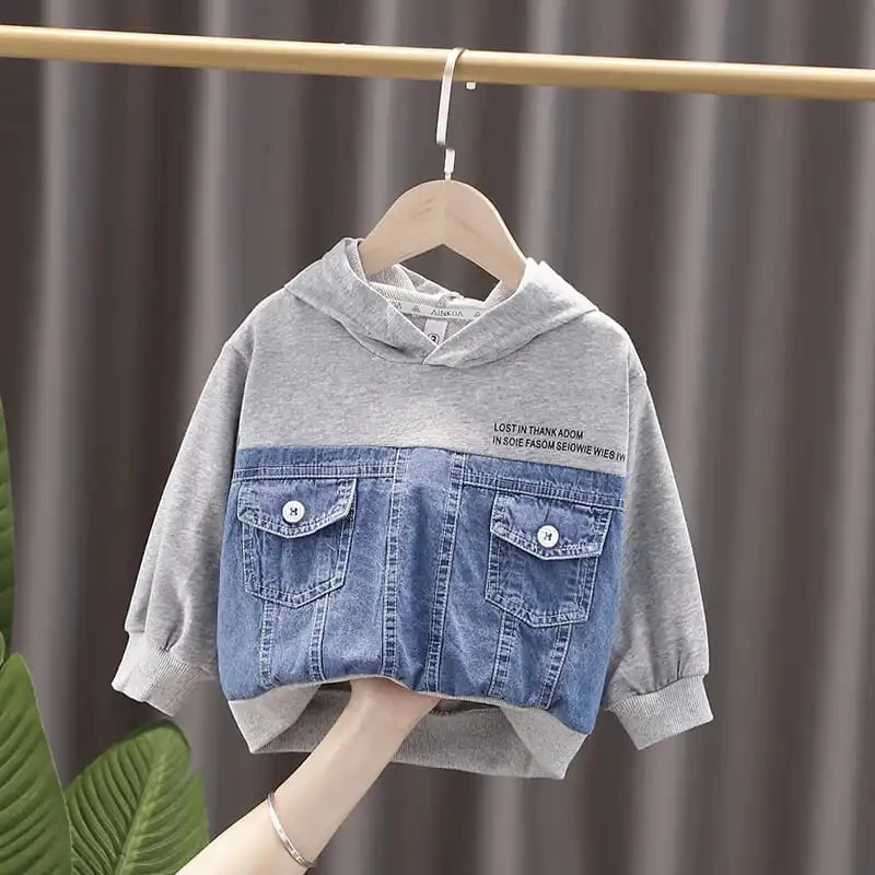 Boys Sweatshirt T-shirt Hooded Denim Jacket Autumn New Fashion Pure Cotton Children's Jacket Handsome Casual Spring Baby Top
Boys Sweatshirt T-shirt Hooded Denim Jacket Autumn New Fashion Pure Cotton Children's Jacket Handsome Casual Spring Baby Top