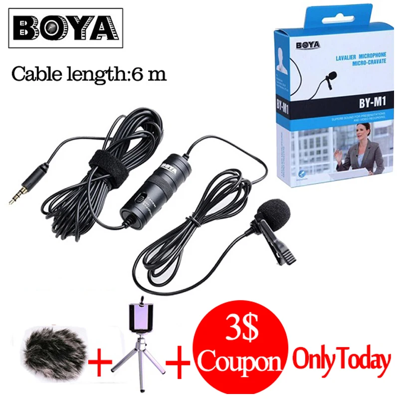 Boya By-m1 BY-M1DM Lav Lavalier microfone Omnidirectional Condenser Microphone 3.5mm Mic for Canon / iPhone DSLR Audio Recorders
Boya By-m1 BY-M1DM Lav Lavalier microfone Omnidirectional Condenser Microphone 3.5mm Mic for Canon / iPhone DSLR Audio Recorders