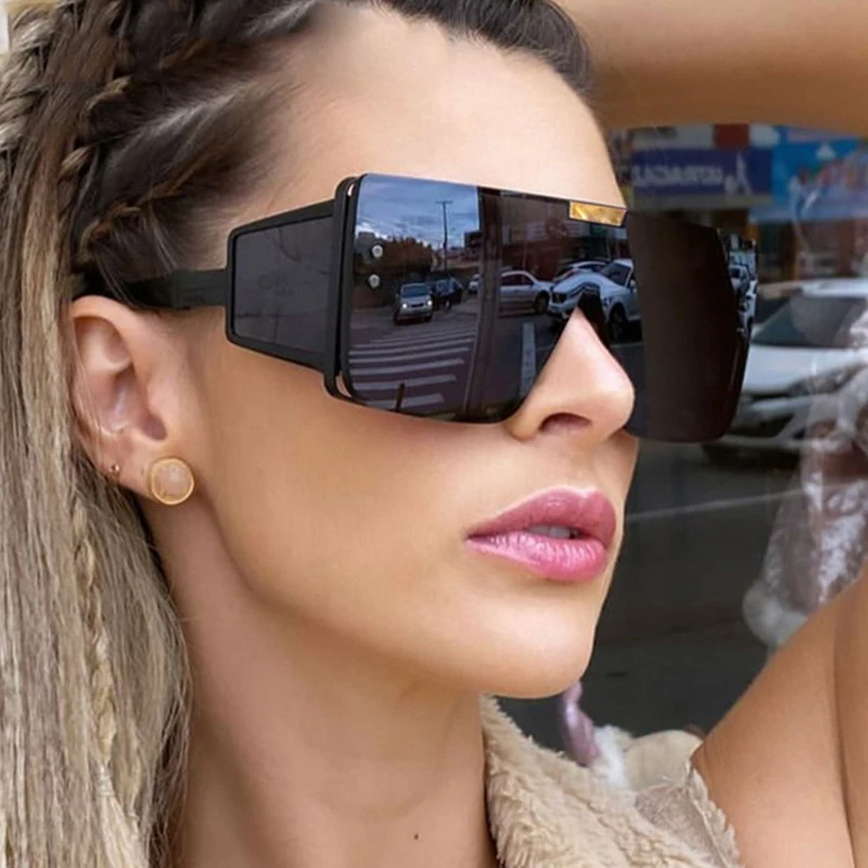 Oversized Sunglasses Men Women Big Frame Vintage Flat Top Punk Sunglasses Female Fashion Clear Shades High Quality Sun Glasses 
Oversized Sunglasses Men Women Big Frame Vintage Flat Top Punk Sunglasses Female Fashion Clear Shades High Quality Sun Glasses