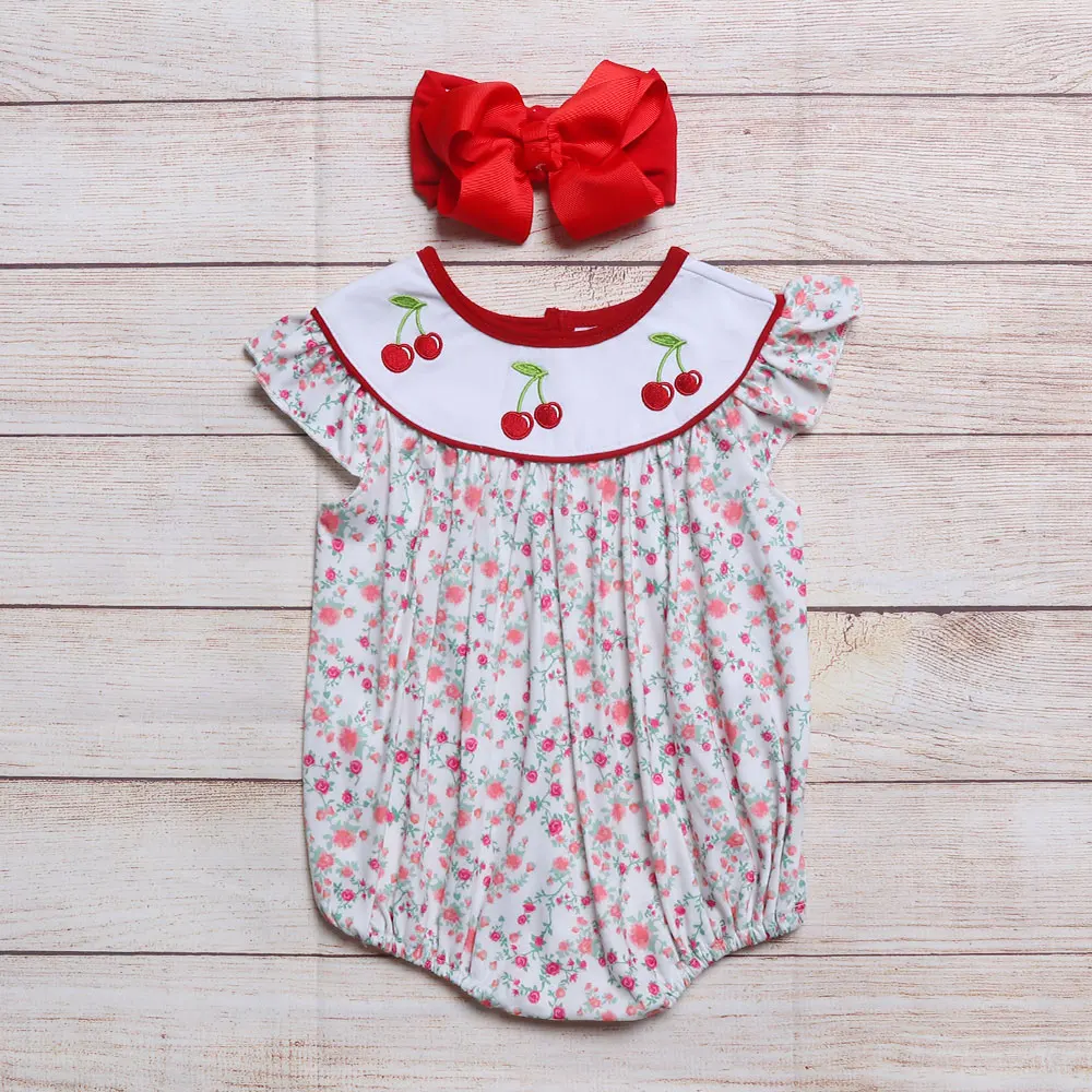 Summer Girls Clothes Red Small Floral Print Sleeveless Three Pairs Cherry Embroidery Pattern Toddler Baby Rompers
Summer Girls Clothes Red Small Floral Print Sleeveless Three Pairs Cherry Embroidery Pattern Toddler Baby Rompers