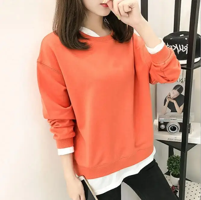 2019 Autumn Winter Women Fake 2 In 1 Sweatshirts Casual Solid Color Long Sleeve Cotton Hoodies Sweatshirt Tops Pullover
2019 Autumn Winter Women Fake 2 In 1 Sweatshirts Casual Solid Color Long Sleeve Cotton Hoodies Sweatshirt Tops Pullover