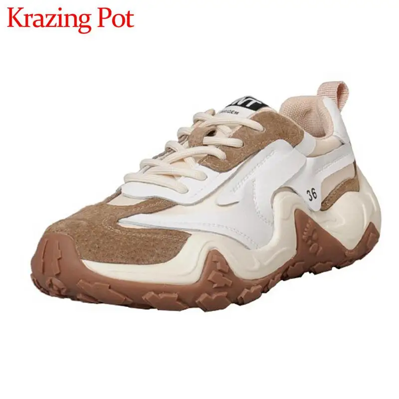 Krazing pot spring causal shoes cow split leather thick bottom sneaker round toe front lace up mixed colors vulcanized shoes l27
Krazing pot spring causal shoes cow split leather thick bottom sneaker round toe front lace up mixed colors vulcanized shoes l27