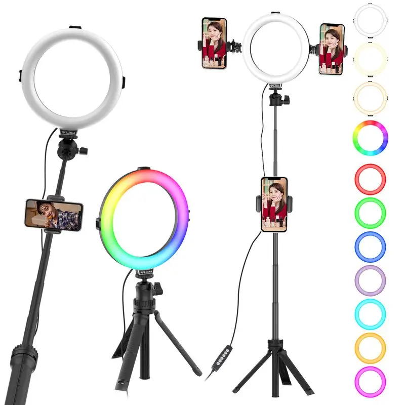 Ulanzi VIJIM K9 8 дюймов RGB кольцевой светильник селфи кольцо с 35.5in Выдвижной Штатив