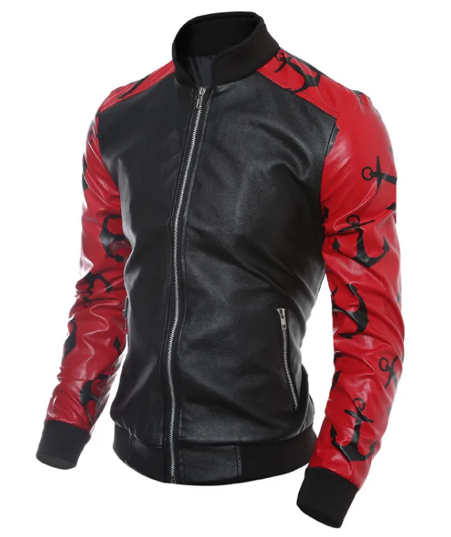 New Motorcycle Leather Jacket Men Fashion Patchwork Design Printed Leather Jacket Male PU Zipper Overcoat Jaqueta De Couro
New Motorcycle Leather Jacket Men Fashion Patchwork Design Printed Leather Jacket Male PU Zipper Overcoat Jaqueta De Couro