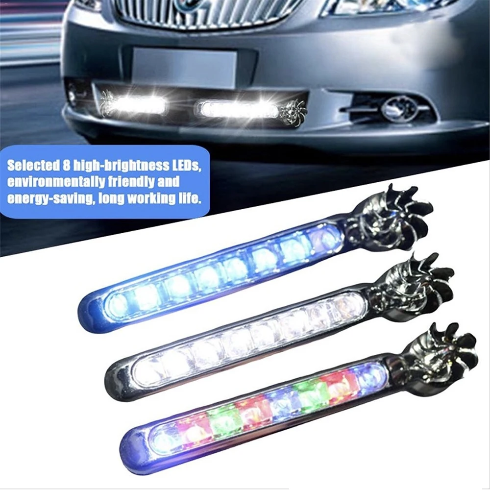 

Wind Powered 8 LED Car Headlight DRL DayTime Running Light Fog Light Lamp Auto Daylight Headlight Without Wiring Wind Energy