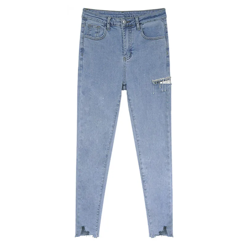Ripped Hollow Out High Waist Elastic Jeans Women 2021 Chain Skinny Torn Hole Long Pencil Pants Denim Embroidered Flares Trousers
Ripped Hollow Out High Waist Elastic Jeans Women 2021 Chain Skinny Torn Hole Long Pencil Pants Denim Embroidered Flares Trousers
