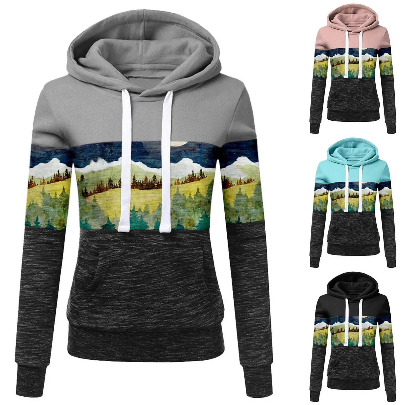 Women Autumn Winter Retro Print Sweatshirt Long Sleeve Color Block Mountain Print Hoodie Pullover
Women Autumn Winter Retro Print Sweatshirt Long Sleeve Color Block Mountain Print Hoodie Pullover