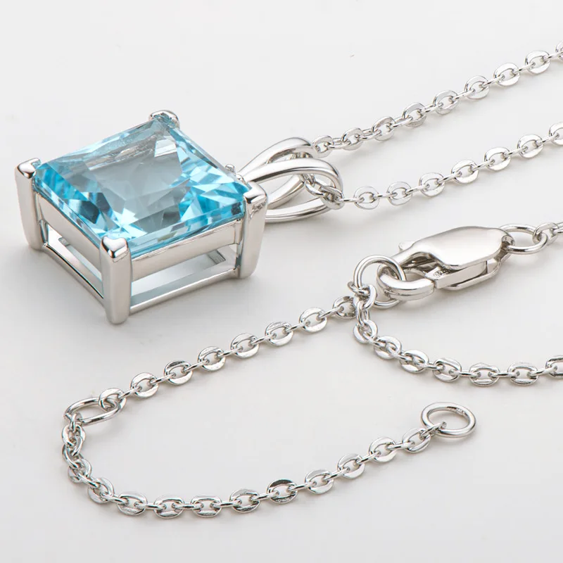 Natural Sky Blue Topaz Pendant 925 Sterling Silver Necklace For Women 9*9mm Female Pendant Necklace Girl Birthday Gift Wholesale
Natural Sky Blue Topaz Pendant 925 Sterling Silver Necklace For Women 9*9mm Female Pendant Necklace Girl Birthday Gift Wholesale