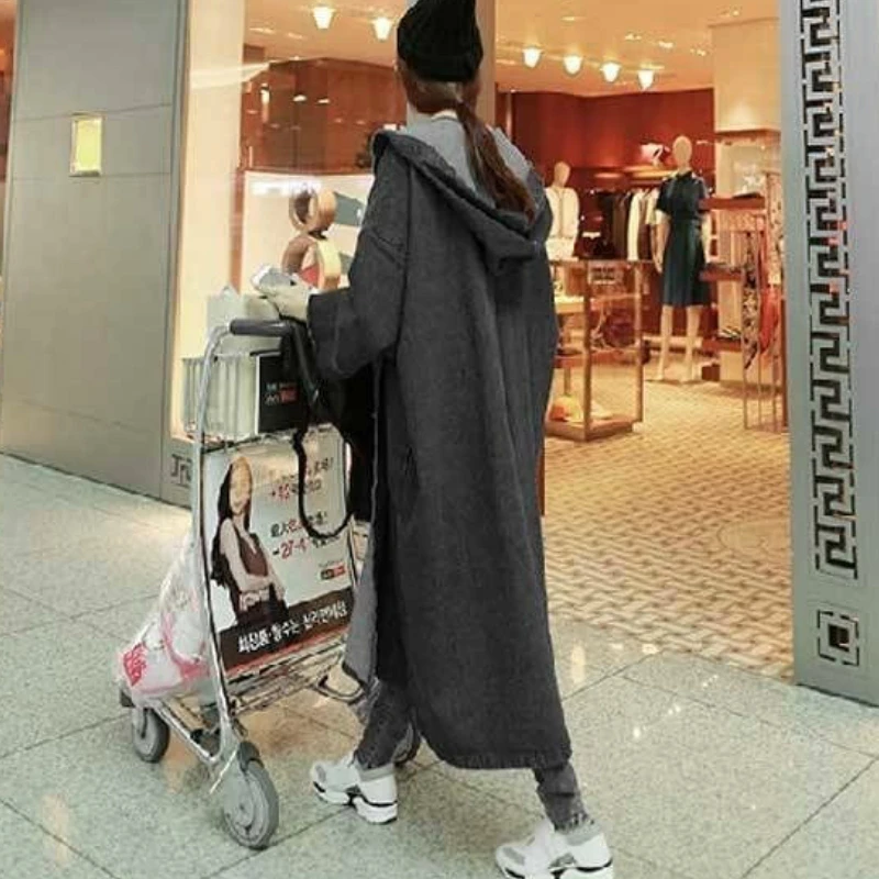 Trench Coat Denim Women Hooded Leisure Loose Oversize Solid Long Daily Outwear Womens Korean Style Harajuku All-match New Trendy
Trench Coat Denim Women Hooded Leisure Loose Oversize Solid Long Daily Outwear Womens Korean Style Harajuku All-match New Trendy