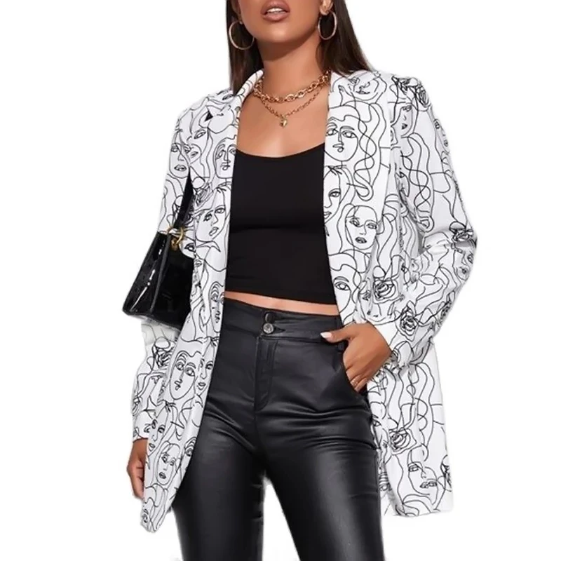 Autumn Spring Slim Blazer for Women Vintage Printing Suit Jacket Turn Down Collar Single Button Casual Coat Ladies Outwear
Autumn Spring Slim Blazer for Women Vintage Printing Suit Jacket Turn Down Collar Single Button Casual Coat Ladies Outwear